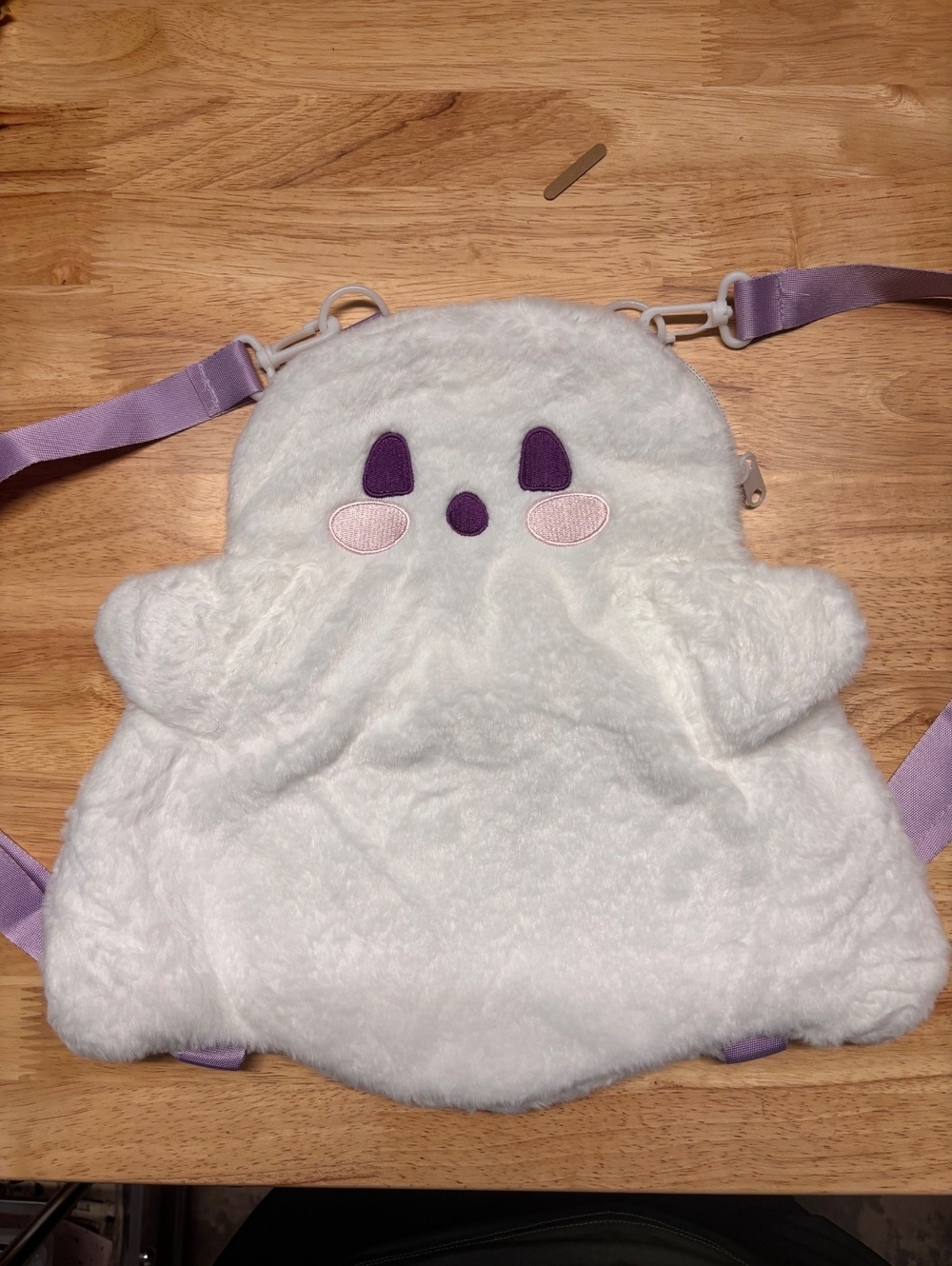 Cute Plush Ghost Women's Backpack with Purple Straps nwot